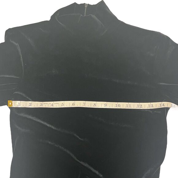 Express Tricot Black Velvet Maxi Dress Mock Neck Size 1/2 Vintage 90s Chic - Picture 6 of 10